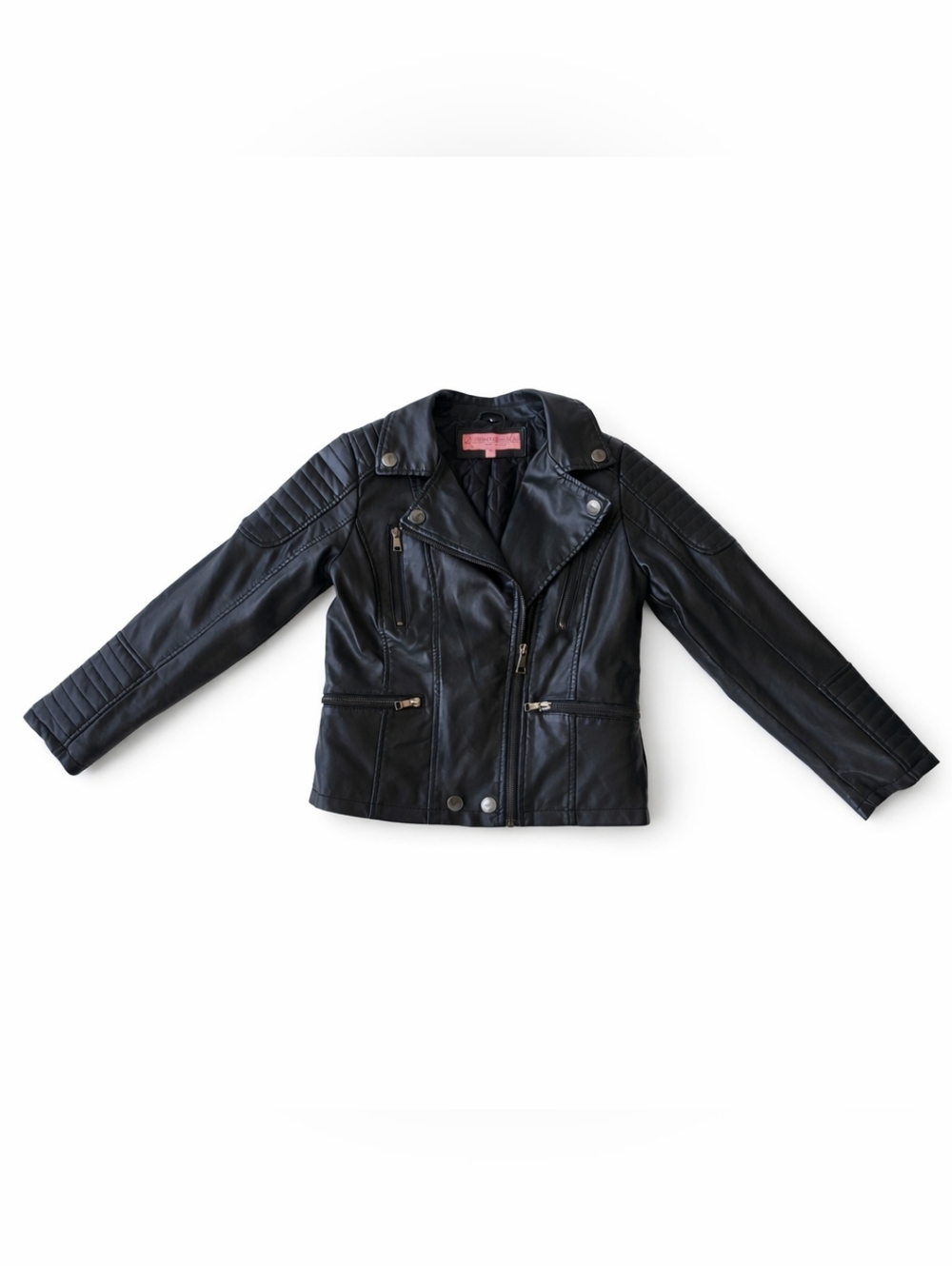Urban Republic Girls Moto Faux Leather Jacket Ruffle Hem Sz 12